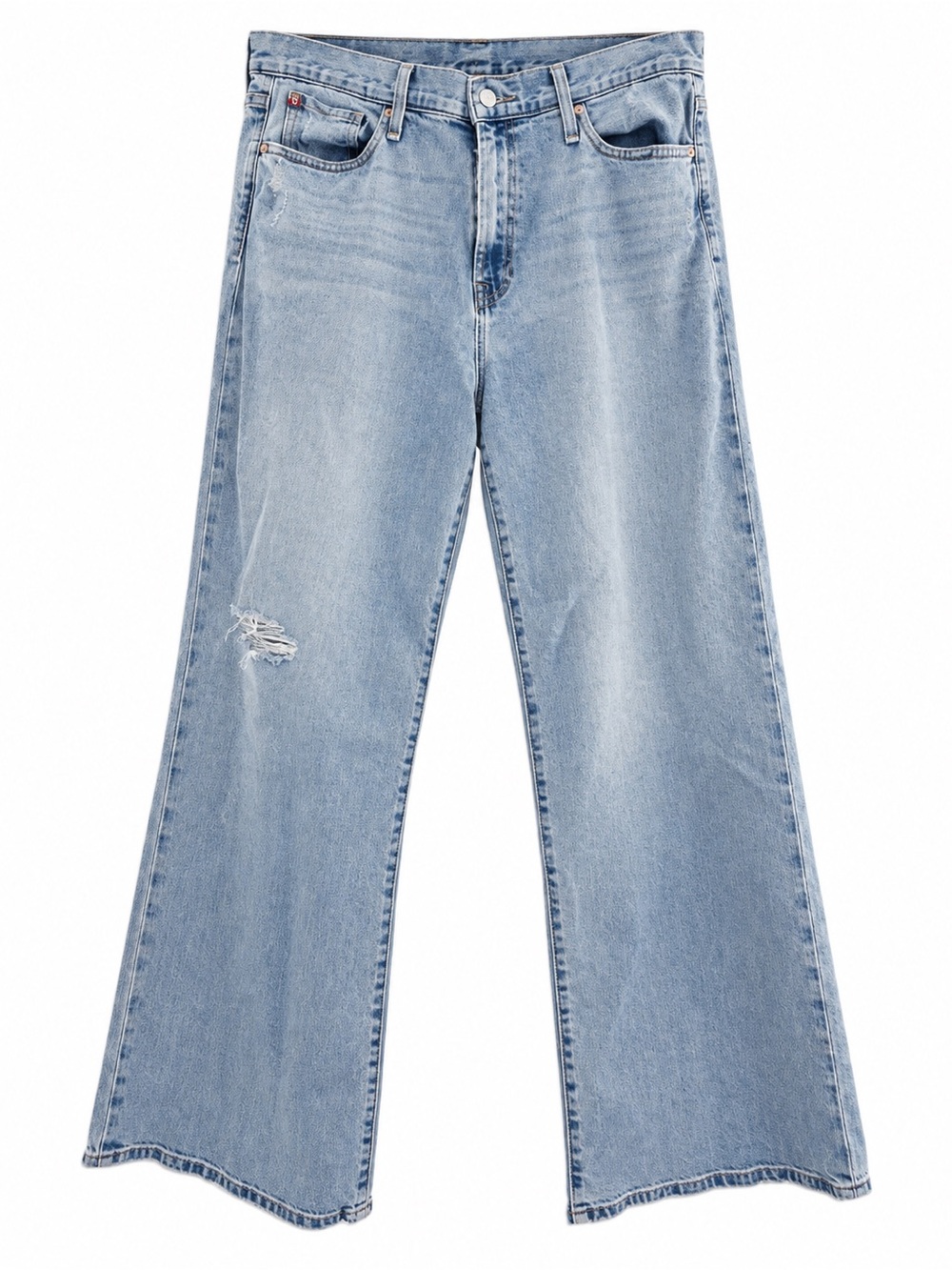 Hudson Jeans Size 34 Light Wash Distressed Wide Leg / Flare Jeans